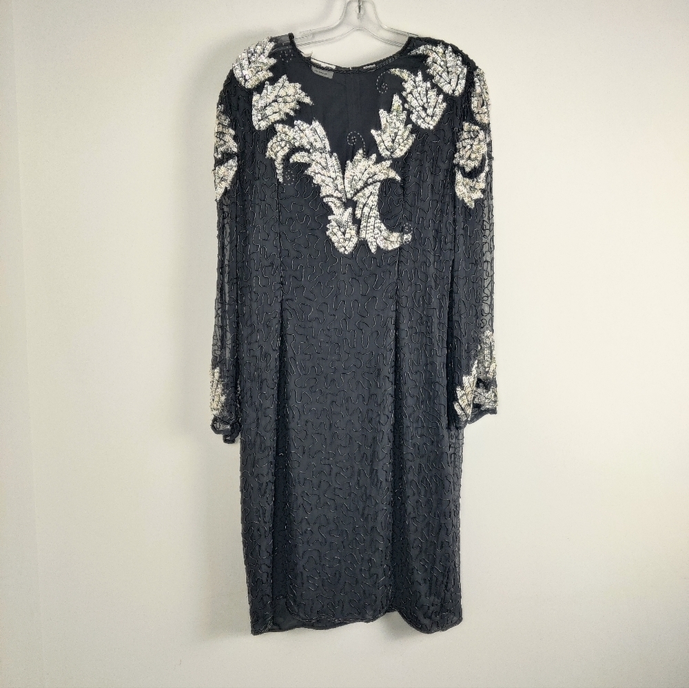 Scala Vintage-Inspired Silk-Blend Evening Dress - 2X - Embroidered Elegance